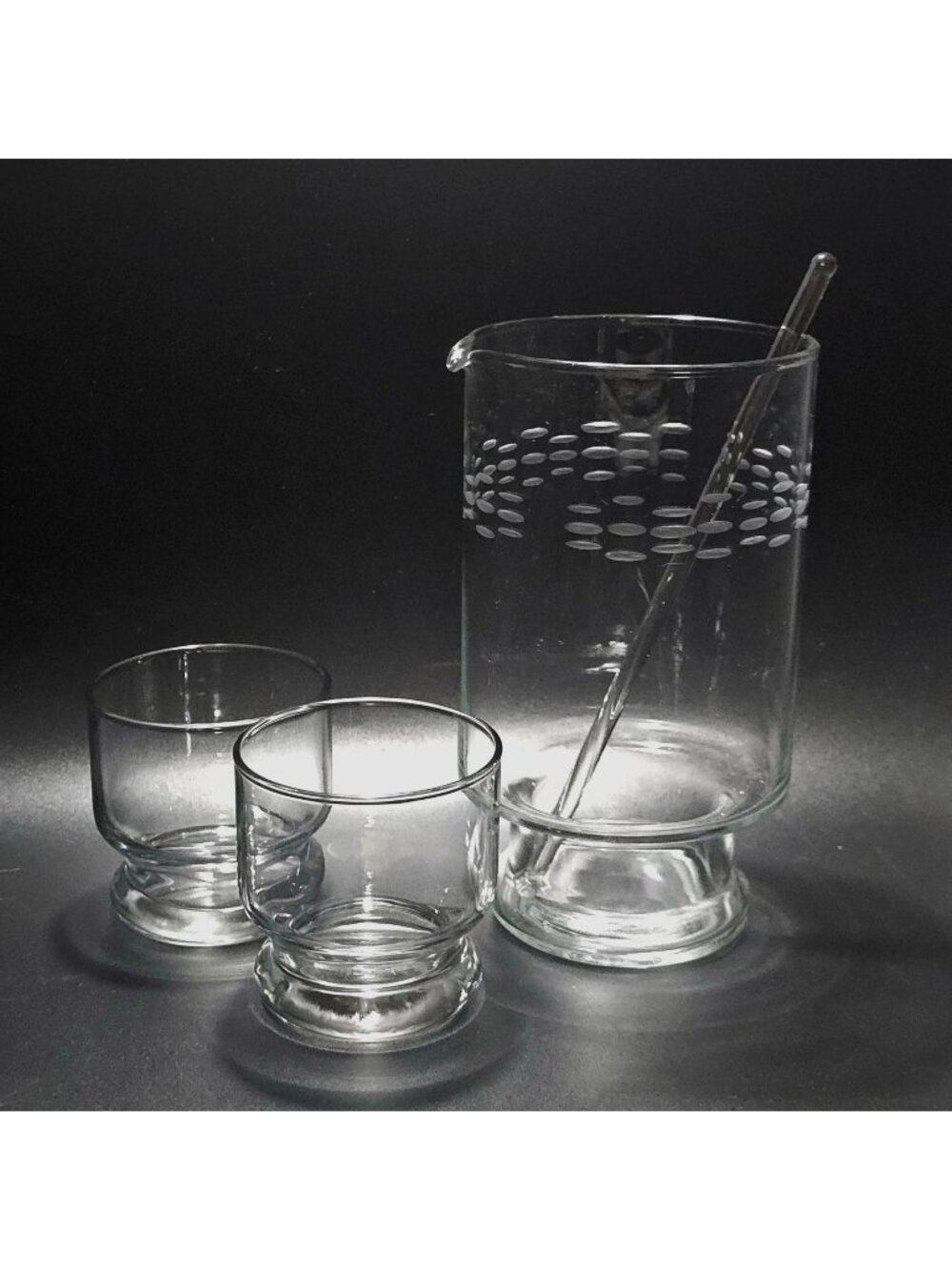 Princess House Heritage Etched Cocktail Pitcher Set With Stir Stick & Glass